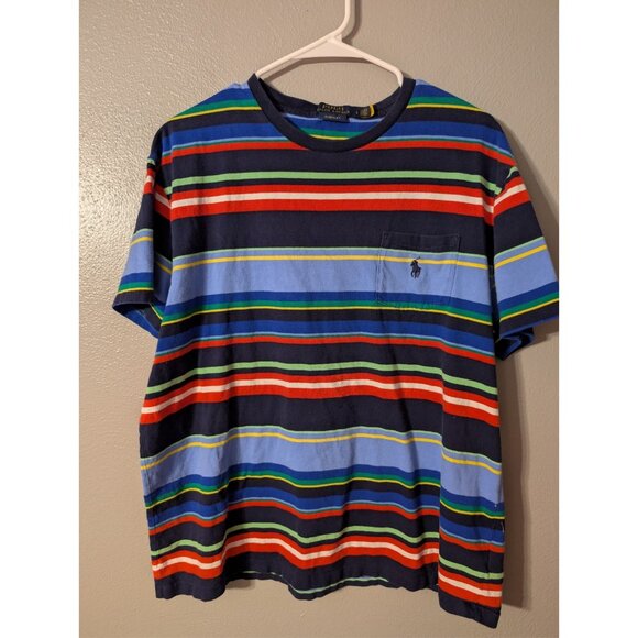 Polo Ralph Lauren T-Shirt Mens Large Striped Pocket Tee Classic Fit Multicolor - Picture 2 of 6